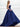 Pleated Bust Ruffle Hem Strapless Satin Prom Ball Gown - Royal Blue
