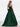 Pleated Bust Ruffle Hem Strapless Satin Prom Ball Gown - Emerald Green