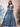Off Shoulder 3D Rose Pick Up Satin Ball Gown Evening Dress - Dusty Blue