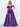 Off Shoulder 3D Rose Pick Up Satin Ball Gown Evening Dress - Purple
