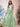 Off Shoulder 3D Rose Pick Up Satin Ball Gown Evening Dress - Mint Green
