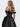 Off Shoulder 3D Rose Pick Up Satin Ball Gown Evening Dress - Black