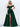 Off Shoulder 3D Rose Pick Up Satin Ball Gown Evening Dress - Emerald Green