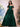 Off Shoulder 3D Rose Pick Up Satin Ball Gown Evening Dress - Emerald Green