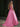 Spaghetti Straps Bodice Ball Gown Evening Dress - Hot Pink