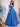 Spaghetti Straps Bodice Ball Gown Evening Dress - Blue