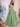 Spaghetti Straps Bodice Ball Gown Evening Dress - Sage Green