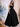 Spaghetti Straps Bodice Ball Gown Evening Dress - Black