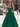 Scoop Neck Bodice Prom Ball Gown Long Evening Dress WIth Pockets in Emerald Green