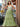 3D Floral Embroidery Illusion Bandage Ruffle Prom Dress - Bean Green