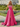 Boned Sparkly Lace Long Ball Gown Prom Dress With Pocket in Hot Pink