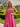 Boned Sparkly Lace Long Ball Gown Prom Dress With Pocket in Hot Pink