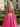 Boned Sparkly Lace Long Ball Gown Prom Dress With Pocket in Hot Pink