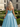 Boned Sparkly Lace Long Ball Gown Prom Dress With Pocket in Baby Blue