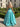 Boned Sparkly Lace A-Line Prom Dress With Pocket - Cyan