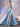 Sheer Bodice Boned Hot Fix A-Line Prom Dress - Baby Blue