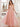 Lace Embroidery Deep V Neck Prom Dress Long-Pink