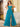 Leaf Lace Illusion Bodice Long Ball Gown Prom Dress With Slit - Blue