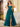 Leaf Lace Illusion Bodice Long Ball Gown Prom Dress With Slit - Peacock Blue