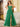 Leaf Lace Illusion Bodice Long Ball Gown Prom Dress With Slit - Emerald Green