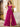 Leaf Lace Illusion Bodice Long Ball Gown Prom Dress With Slit - Fuchsia