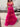 Cut Front Sparkly Lace Embroidery Tiered Ball Gown Prom Dress With Ruffle - Hot Pink