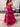 Cut Front Sparkly Lace Embroidery Tiered Ball Gown Prom Dress With Ruffle - Hot Pink