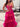 Cut Front Sparkly Lace Embroidery Tiered Ball Gown Prom Dress With Ruffle - Hot Pink