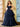 Lace Embroidery Illusion Ball Gown Prom Dress - Navy Blue