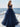 Lace Embroidery Illusion Ball Gown Prom Dress - Navy Blue