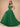 Luxury Beaded Sheer Bodice Ball Gown Prom Dress - Emerald Green