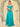 Off Shoulder Chiffon Pleated A-Line Bridesmaid Dress - Cyan