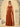 Cut Front Chiffon Draped Bridesmaid Dress With Drop Train - Burnt Orange