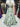 Ruched Bust Illusion Bodice Layered Ruffle Hem Long Ball Gown Prom Dress With Slit in Mint Green