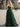 Ruched Bust Illusion Bodice Layered Ruffle Hem Long Ball Gown Prom Dress in Green