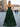 Ruched Bust Illusion Bodice Layered Ruffle Hem Long Ball Gown Prom Dress With Slit in Green