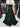 Ruched Bust Illusion Bodice Layered Ruffle Hem Long Ball Gown Prom Dress With Slit in Green