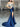 Hand Beading Off Shoulder Sheer Bodice Mermaid Evening Dress - Blue