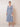 Pleated Chiffon Lace V-Neck Mother of the Bride Dress with Long Sleeve Tea Length in Dusty Blue