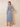 Pleated Chiffon Lace V-Neck Mother of the Bride Dress with Long Sleeve Tea Length in Dusty Blue