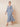 Pleated Chiffon Lace V-Neck Mother of the Bride Dress with Long Sleeve Tea Length in Dusty Blue