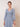 Pleated Chiffon Lace V-Neck Mother of the Bride Dress with Long Sleeve Tea Length in Dusty Blue
