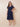 Tiered Chiffon Short Sleeve Tea Length Mother of the Bride Dress in Navy