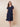 Tiered Chiffon Short Sleeve Tea Length Mother of the Bride Dress in Navy