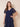 Tiered Chiffon Short Sleeve Tea Length Mother of the Bride Dress in Navy