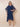 Irregular Ruffled Chiffon A-Line Tea Length Mother of the Bride Dress in Navy