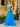 Square Lace Embroidery Ball Gown Prom Dress - Blue