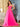 Square Lace Embroidery Ball Gown Prom Dress-Hot Pink