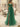 Hand Made Floral Beaded Prom Dress With Split - Emerald Green