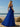 Hand Made Floral Beaded Prom Dress With Split - Royal Blue